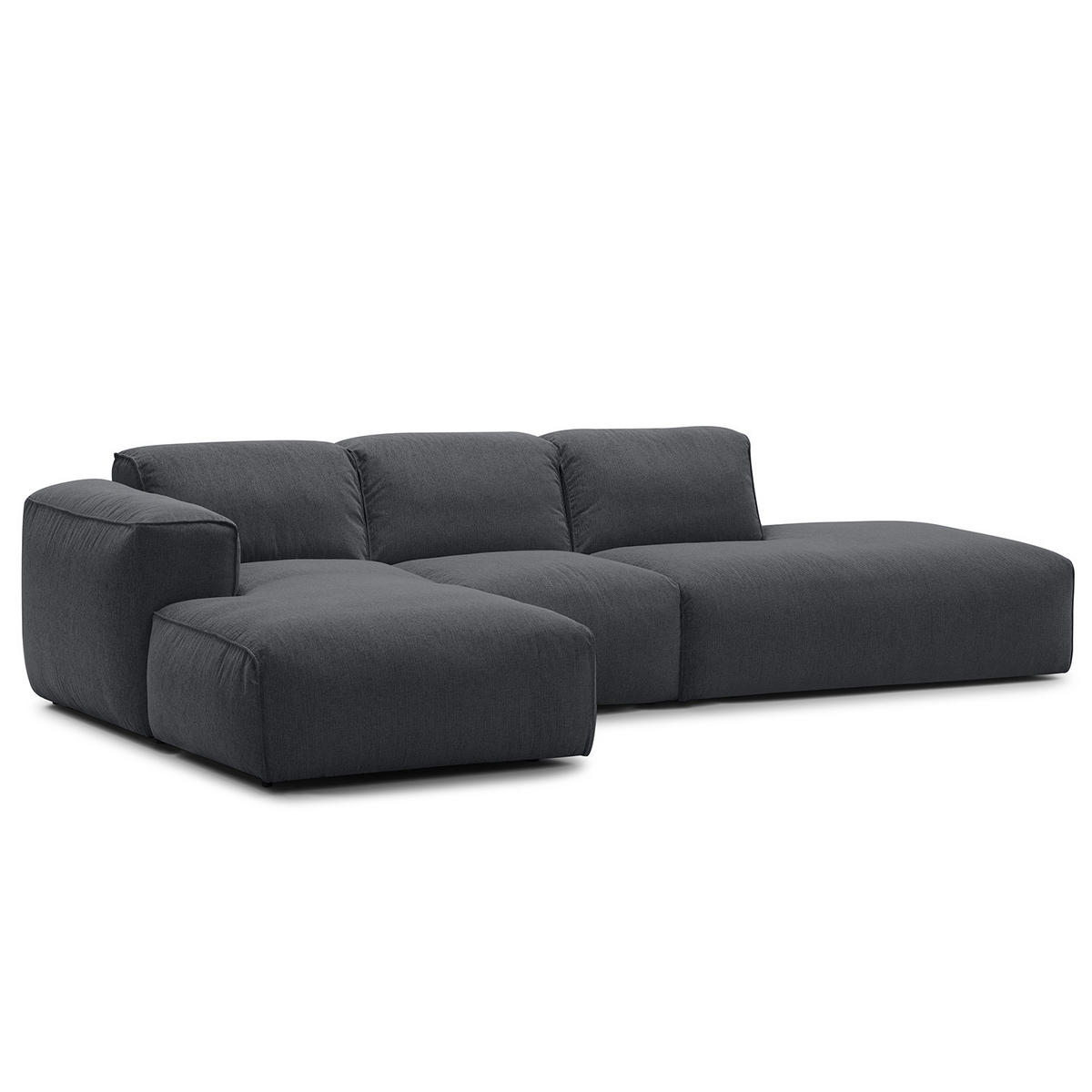 ECKSOFA mit Chaiselongue - Schwarz/Grau, Kunststoff/Textil (290/173cm) - home24