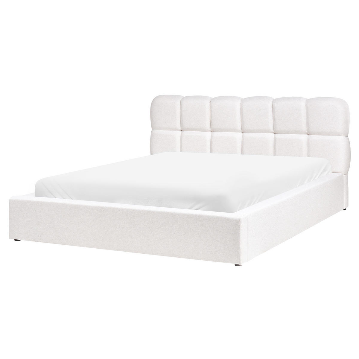 BETT mit Stauraum 160/200 Stoff Cremeweiß Baston - Creme, Textil (160/200cm) - Beliani
