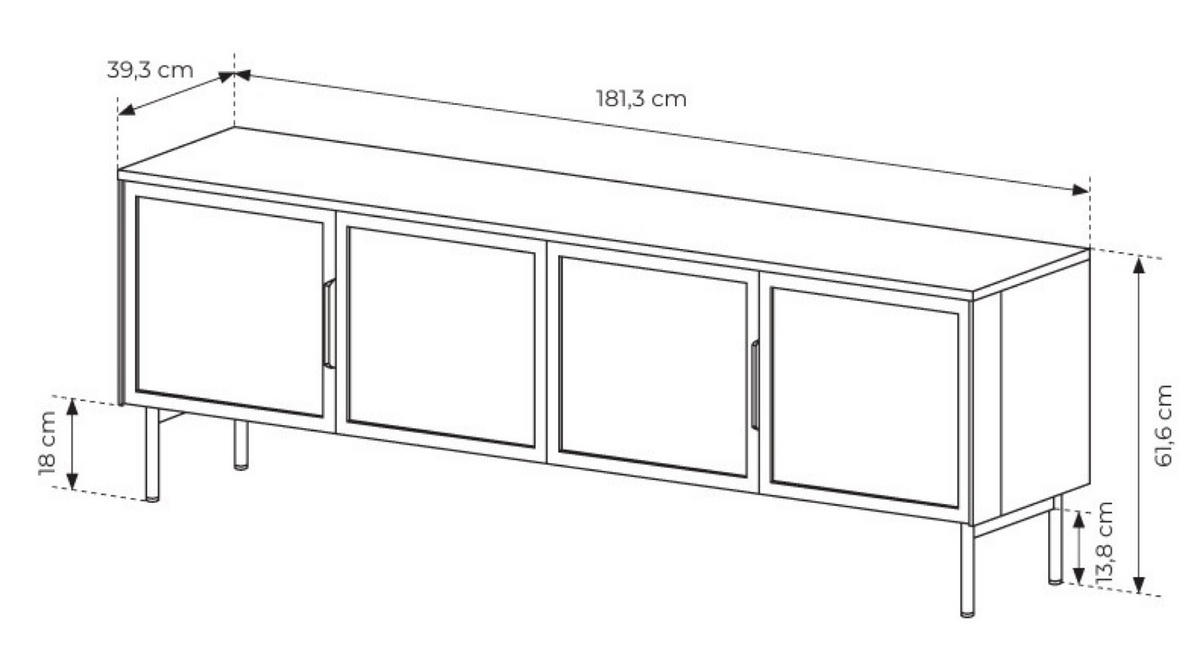 TV-SCHRANK Eiche Dunin LUMIN 4D LED - Schwarz, Holzwerkstoff (181.3/61.6/39.3cm) - Sepro Meble