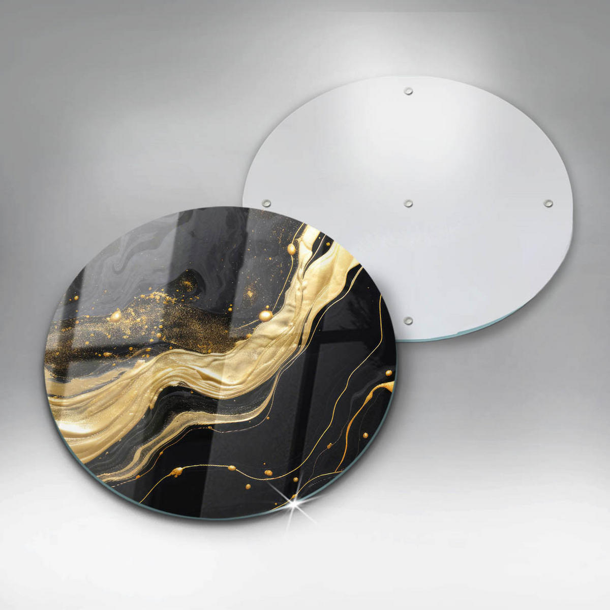 GLASPLATTE Ø 40 cm Elegante Abstraktion - Gelb, Glas (40/40cm) - Wallfluent