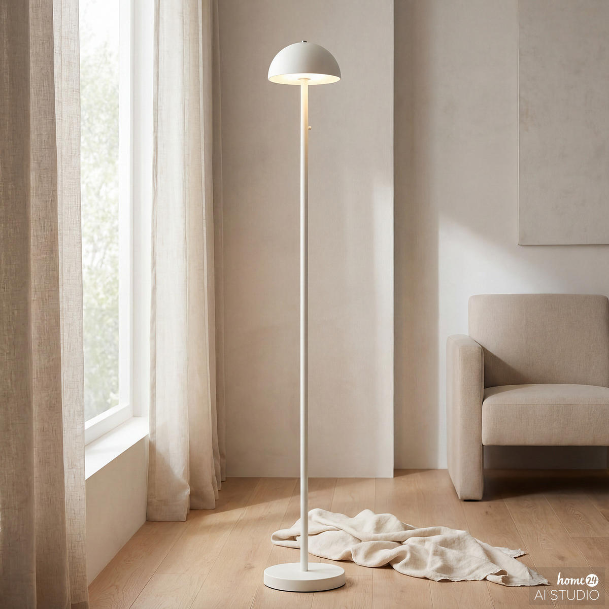 AKKU-STEHLEUCHTE - Dimmbar - Eisen / Kunststoff - Beige, Kunststoff/Metall (18/18/120cm) - home24