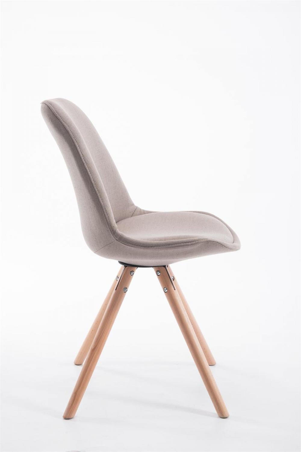 STUHL Stoff taupe - Taupe/Eukalyptusholzfarben, Holz/Textil (48/84/56cm) - CLP