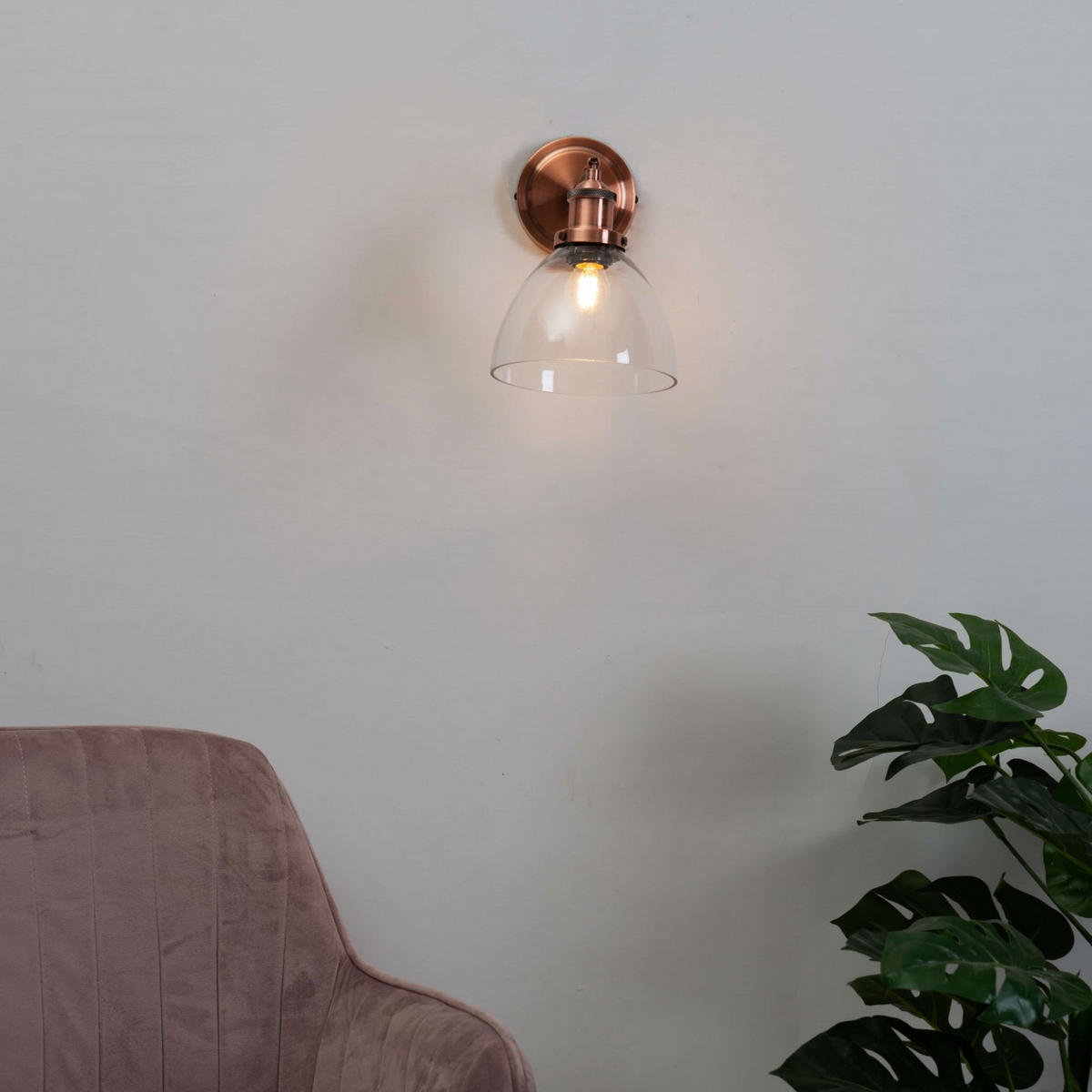 WANDLEUCHTE Flavia, Kupfer, 25cm - Kupferfarben, Glas (29/25/25cm) - KOSILUM