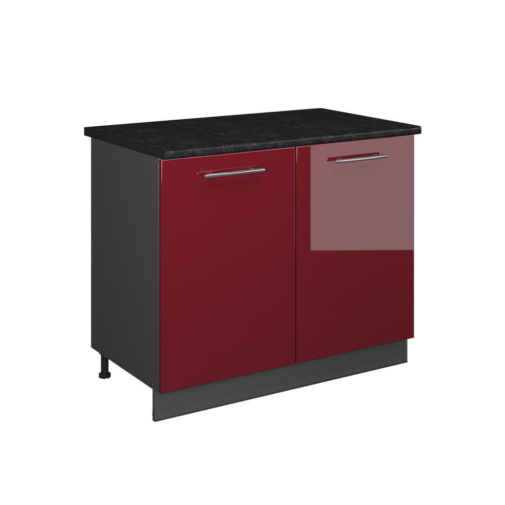 SPÜLENUNTERSCHRANK Fame-Line, Bordeaux Hochglanz/Anthrazit, 100 cm, AP Anthrazit - Bordeaux/Anthrazit, Holzwerkstoff (100/82/60cm) - Vicco