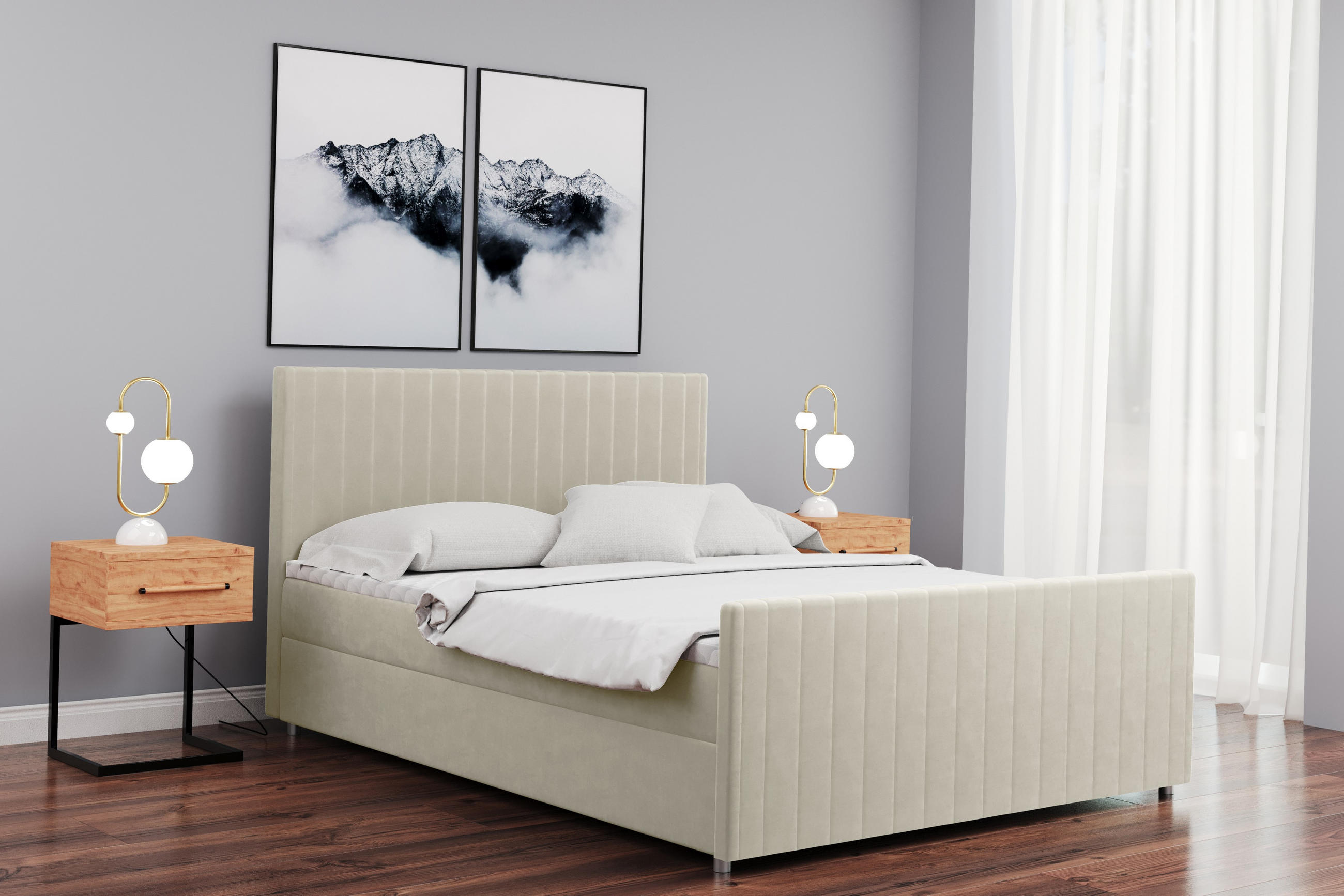 Thumbnail - Kaiser Möbel Boxbett, Ecru, Textil, 2 Schubladen, H3, Höhe ca. 20 cm, einzeln stellbar,Rechteckig, 120x200 cm, Schlafzim...