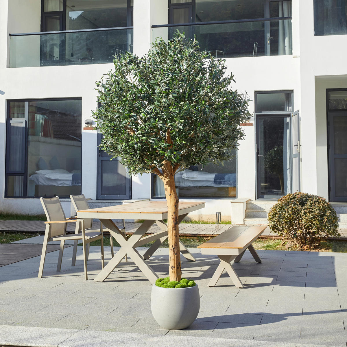 KUNSTBAUM Künstlicher Olivenbaum – Eleutherios 210 cm - Grün, Kunststoff (210cm) - aplanta