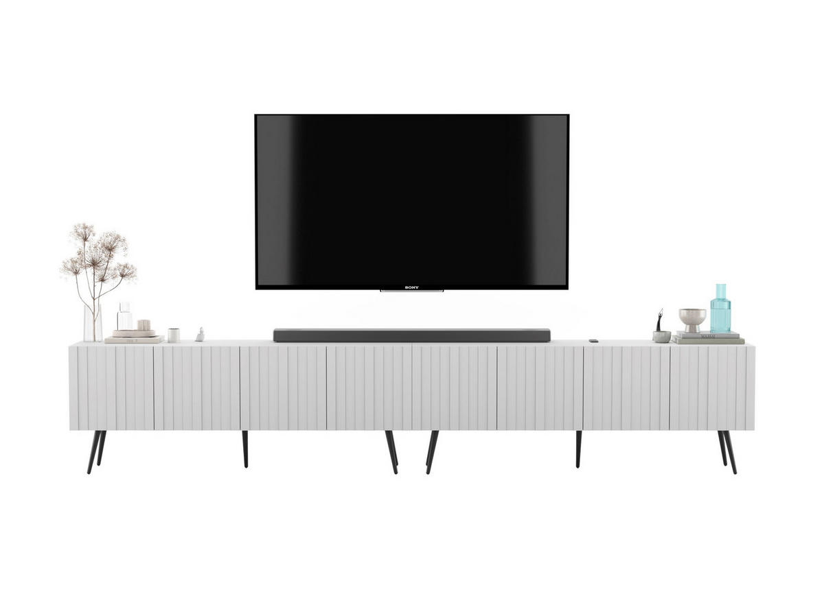 TV-LOWBOARD 2-er Set Elpis Weiß matt mit goldenen Metallbeinen 150 cm - Goldfarben/Weiß, Holzwerkstoff (300/60.5/36.5cm) - Meble Lindner