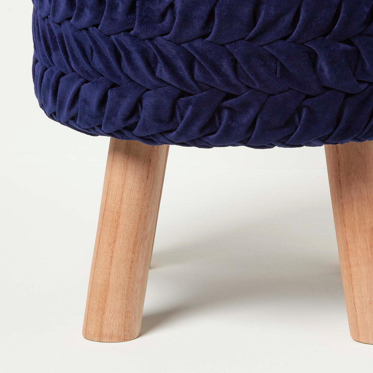 SAMT-HOCKER Lyla, blau plissiert, 40/40/41 cm - Blau, Textil (41/40/41cm) - Homescapes