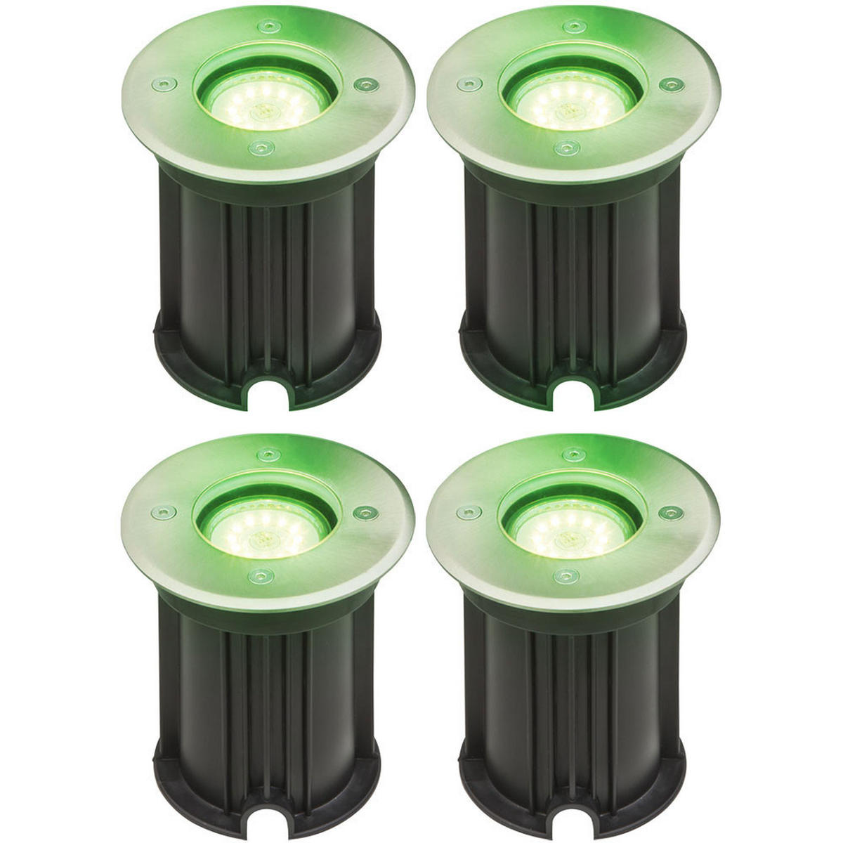 LED BODENEINBAUSPOT Edelstahl Silber 4er Set - Silberfarben, Glas (11/11/12.3cm) - Globo Lighting