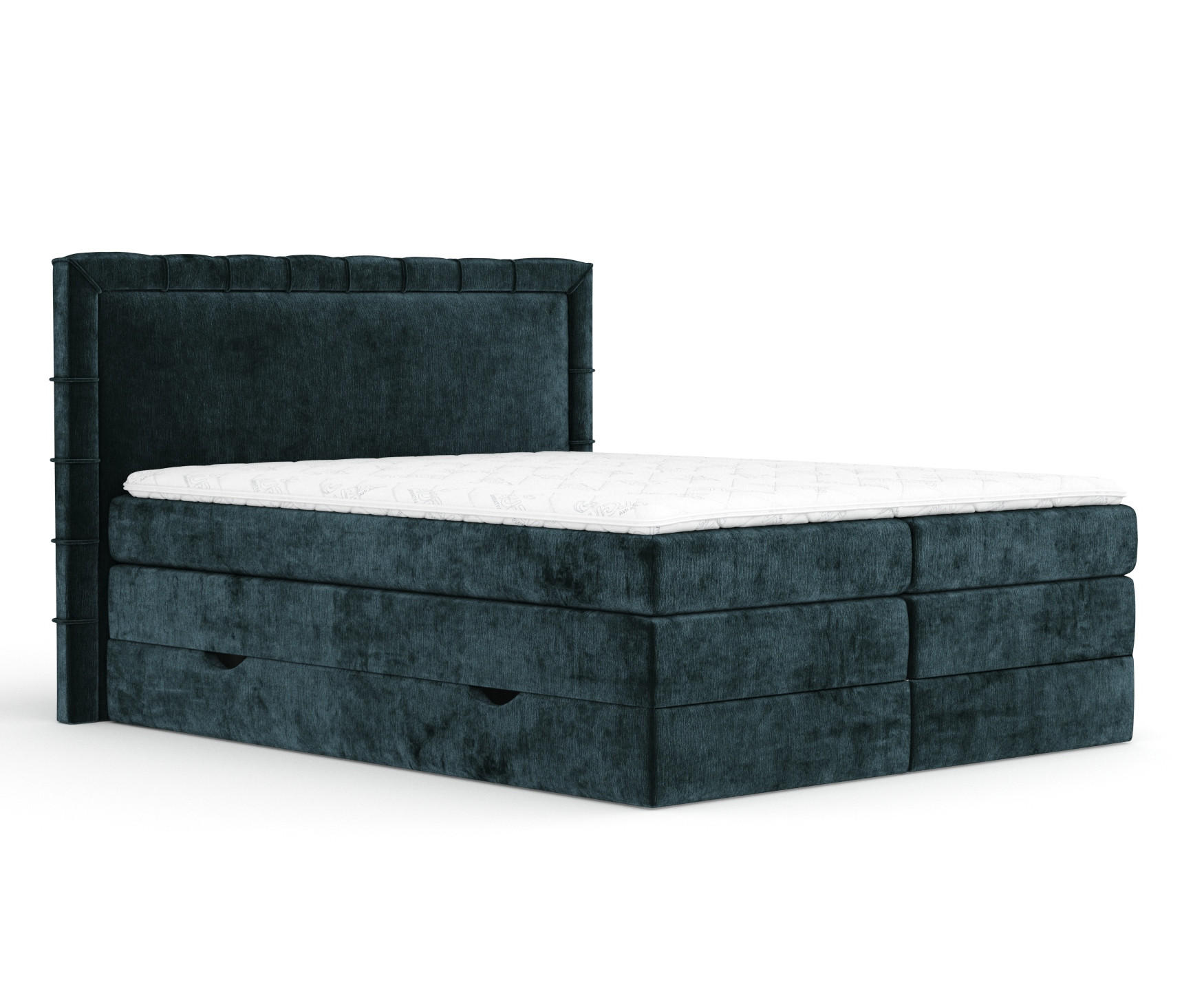 BOXSPRINGBETT Rosabel Dunkelgrün 160/200 cm mit Matratze und Topper - Dunkelgrün/Schwarz, Holz/Holzwerkstoff (160/200cm) - Maison de Reve