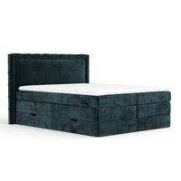 BOXSPRINGBETT Rosabel Dunkelgrün 160/200 cm mit Matratze und Topper - Dunkelgrün/Schwarz, Holz/Holzwerkstoff (160/200cm) - Maison de Reve
