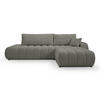 ECKSOFA GIOIA R-S Grau Boucle-Stoff mit Schlaffunktion - Grau, Holz (276/176cm) - MASSENO