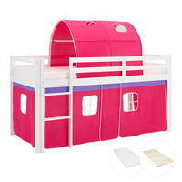 HOCHBETT mit Matratze 90/200 cm Pink - Pink/Weiß, Holz (90/200cm) - Homestyle4u