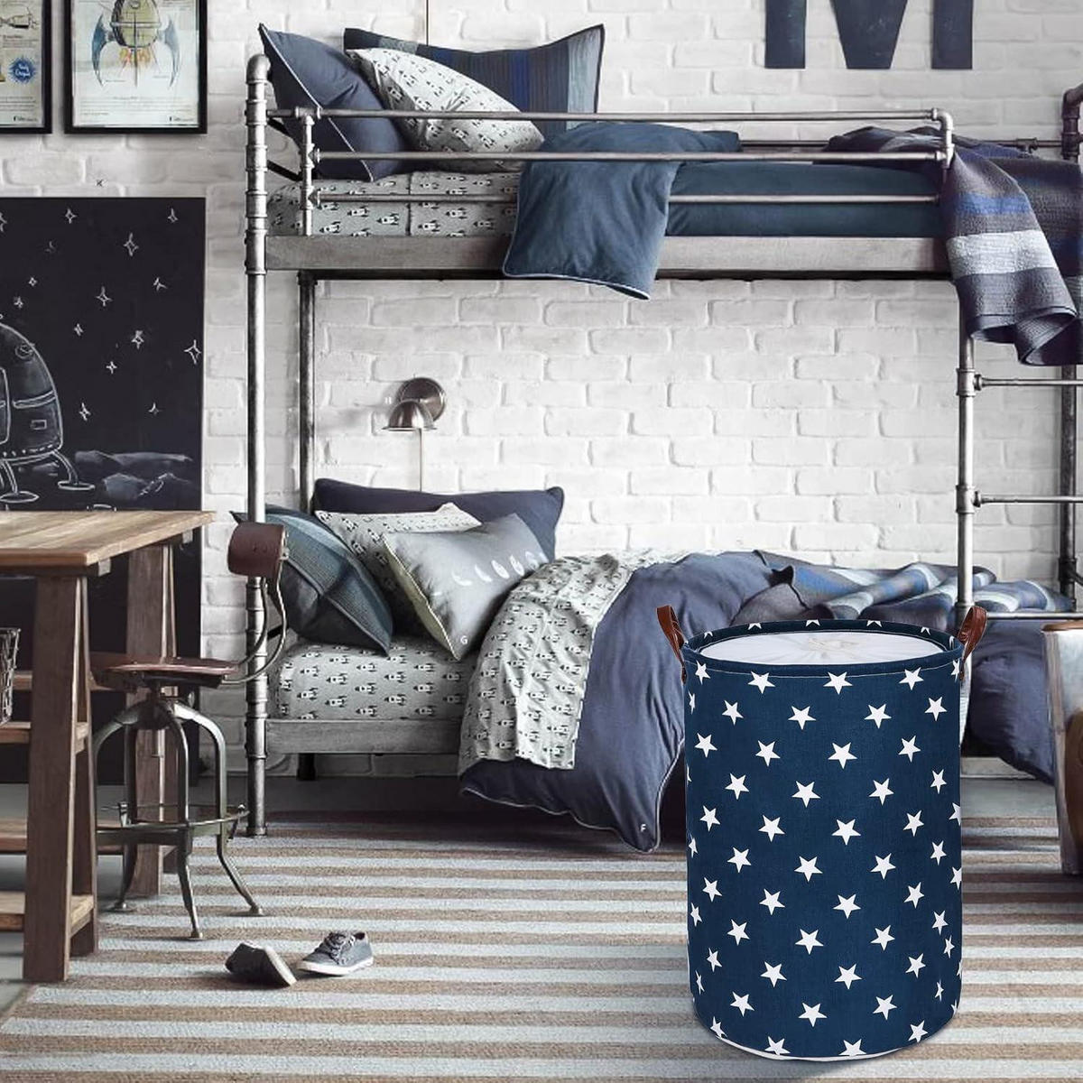 WÄSCHEKORB mit Tunnelzug 61 cm Blau Star - Blau, Textil (40.5/61/40.5cm)