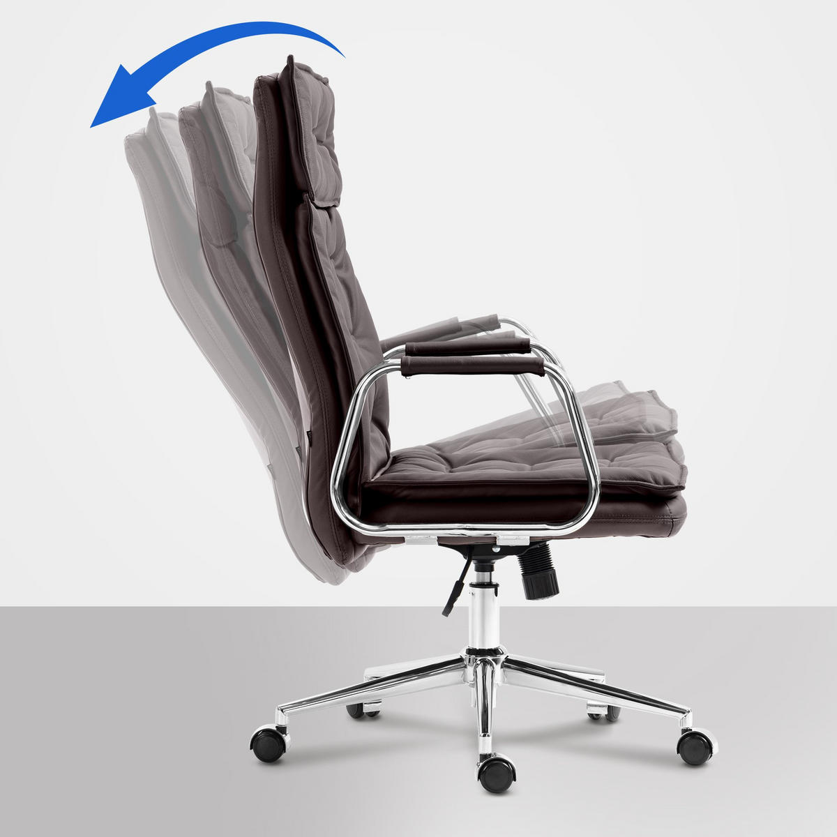 CHEFSESSEL Echtleder Braun - Chromfarben/Braun, Leder/Metall (60/111/65cm) - CLP
