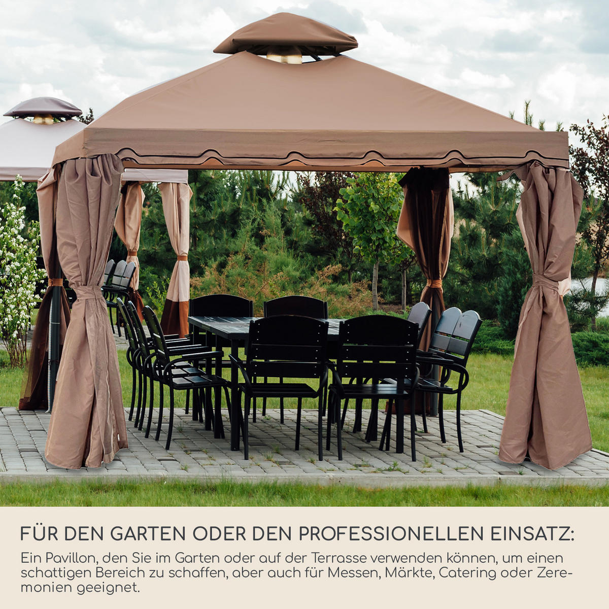 FALTPAVILLON Hellbraun 300/300/270 cm - Hellbraun, Metall (300/268/300cm) - Mobili Rebecca