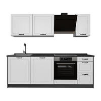 KUCHYNKA R-Line, Biely vidiecky dom/antracitová, 220 cm antrasiitti työtaso - biela/antracitová, kompozitné drevo (220/81.6/60cm) - Vicco