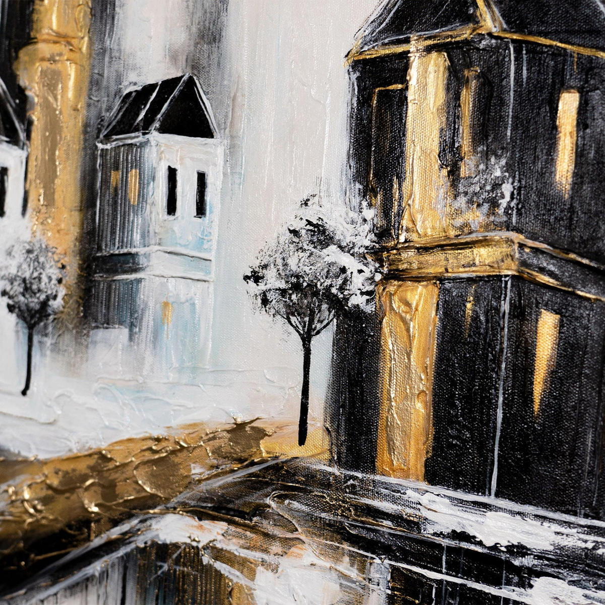 GEMÄLDE Goldene Stadt auf Keilrahmen 115x50 cm - Grau, Holz (115/50cm) - YS-art gallery