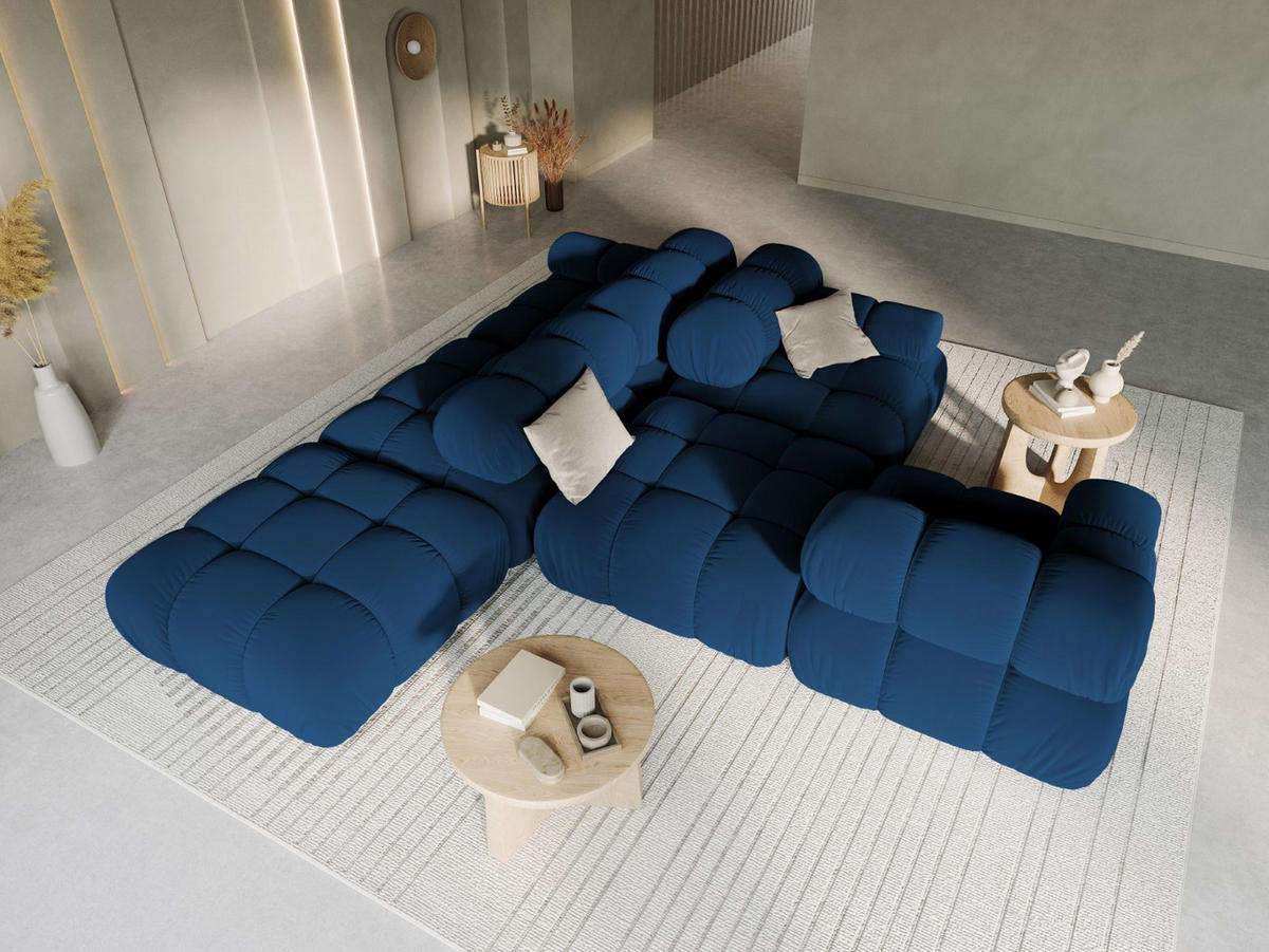 MODULARES-SOFA rechts Bellis aus Samt königsblau 4 Sitzplätze - Blau, Textil (94/63/282cm) - Micadoni
