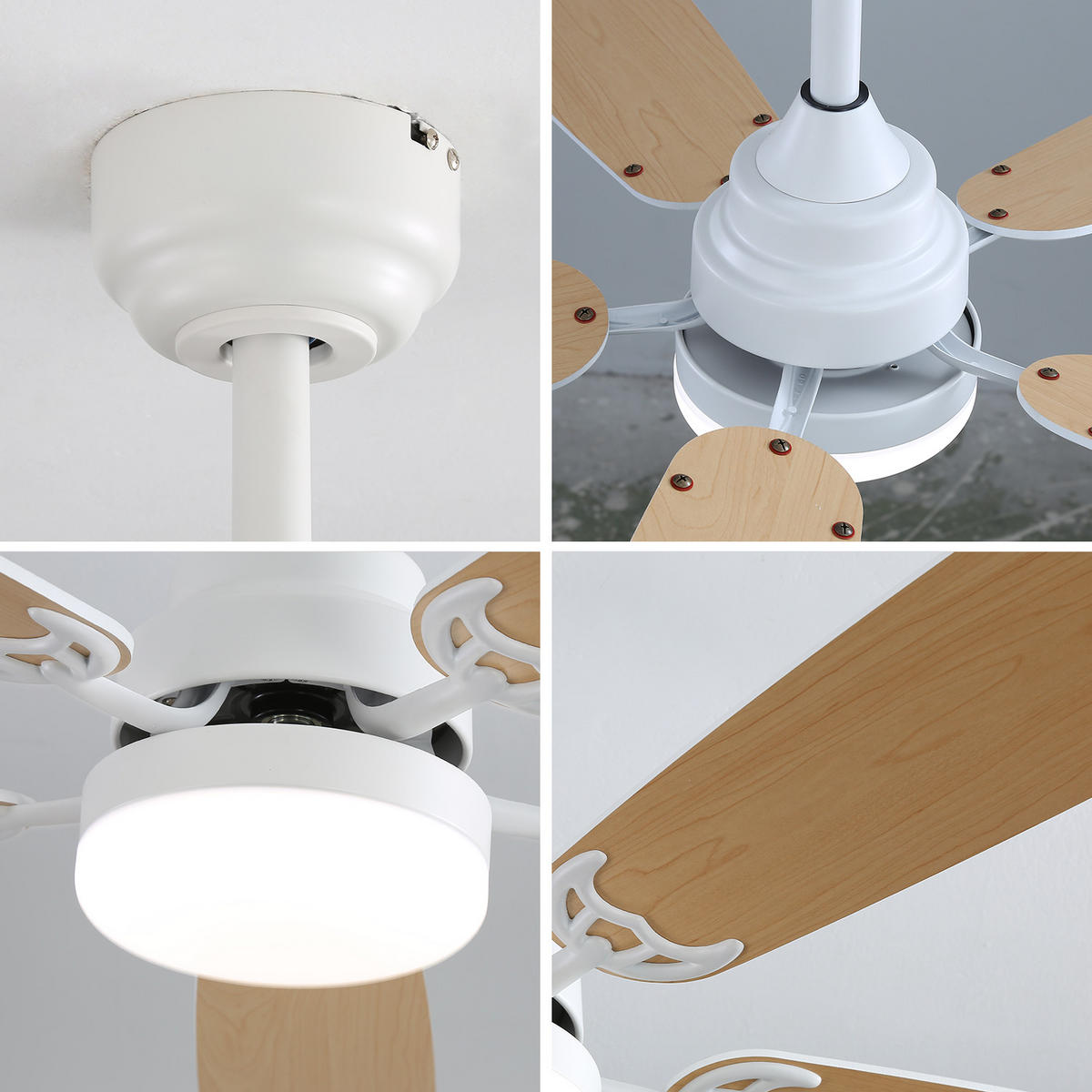 DECKENVENTILATOR 132cm LED Licht 18W Memory Funktion DC Motor - Weiß, Kunststoff (132/132/49cm) - CASIVA