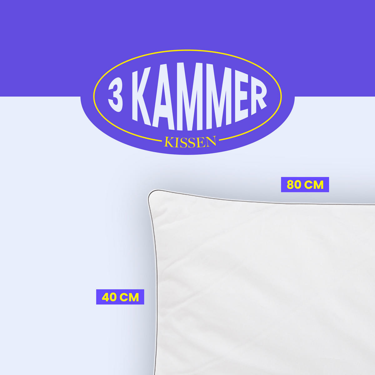 KOPFKISSEN 3-Kammer mit Federfüllung 40 x 80 cm - Weiß, Textil (80/40cm) - Bestlivings