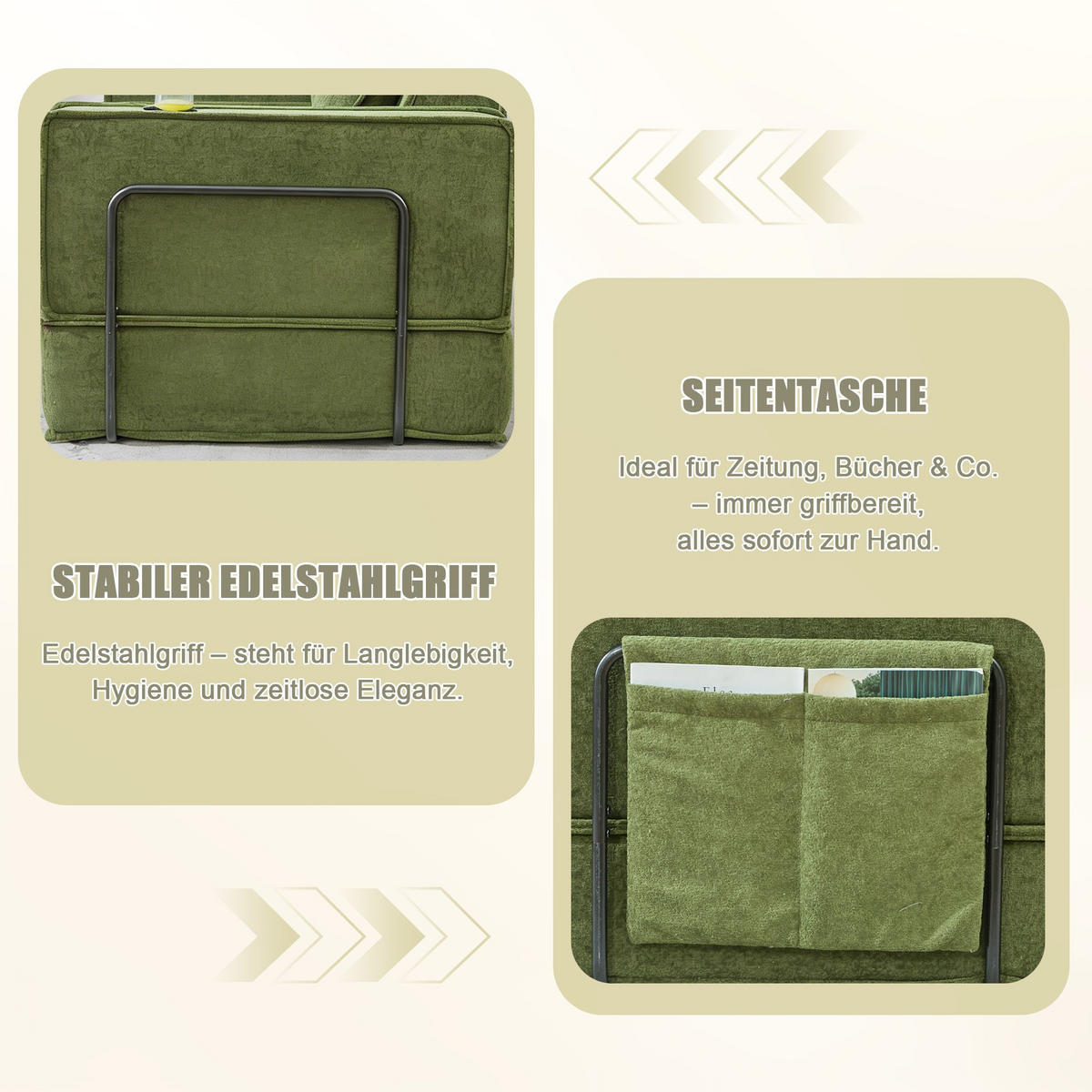 SCHLAFSOFA Zweisitzer mit Schlaffunktion,ausziehbar,Modulares Design,Chenille,Grün - Grün, Textil (162/42/54cm) - LVHOM