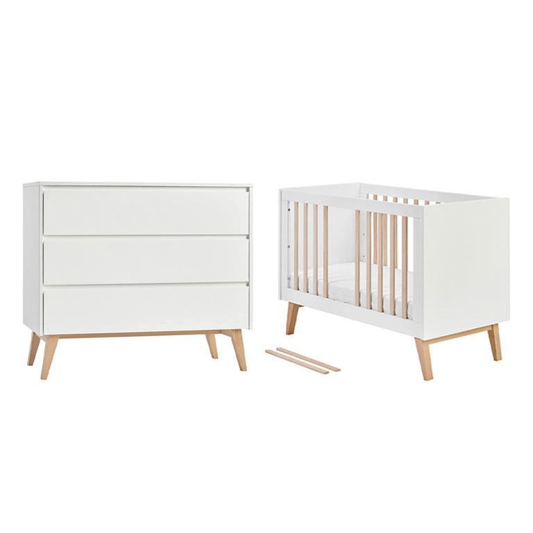 SOBA ZA BEBE 2-dijelni Bijelo i drvo - bijela, drvni materijal (124/89/66cm) - Petits-meubles
