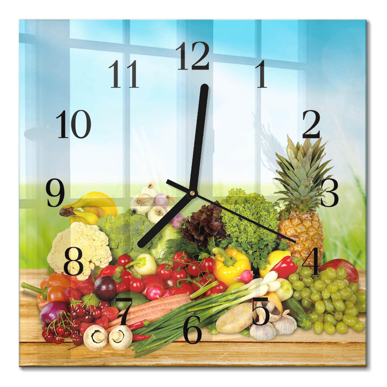 WANDUHR 30x30 cm - Gemüse Obst - Multicolor, Glas (30/30/0.4cm) - TULUP