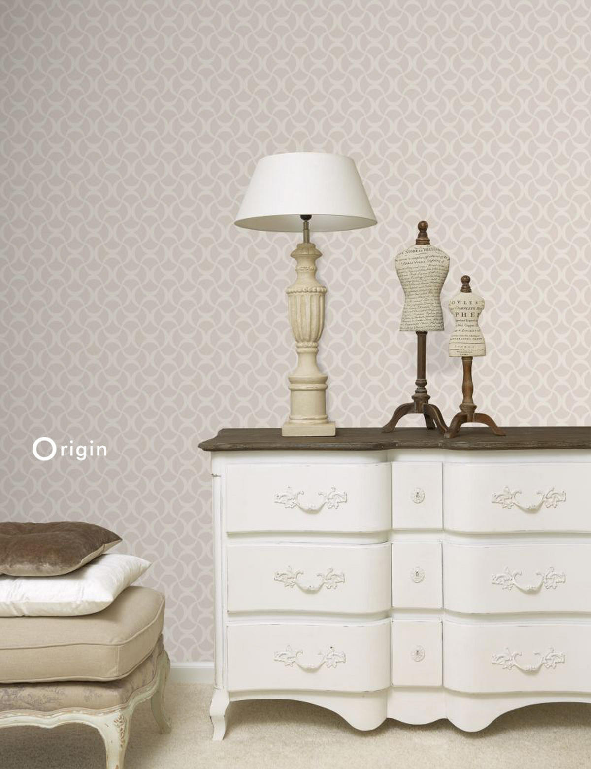 TAPETE grafisches Muster 53 cm x 10.05 m - Grau, Papier (53/1000cm) - Origin Wallcoverings