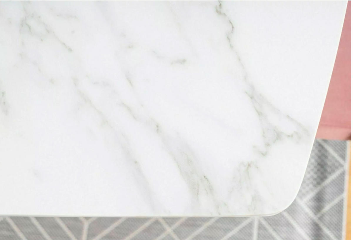 ESSTISCH Saturn Weiß / Weiß Marmor 160-210 / 90 / 76cm - Weiß, Holz/Metall (90/210/76cm) - Feldmann-Wohnen