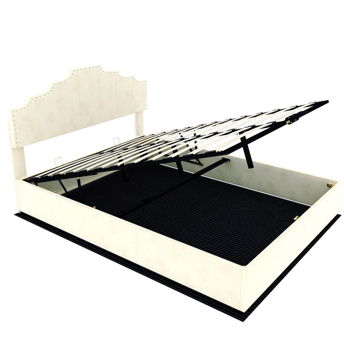 STAURAUMBETT 160/200 cm DE-32979 mit Hydraulik-Stauraum und Matratze Beige - Beige, Metall (160/200cm) - ComfortXL