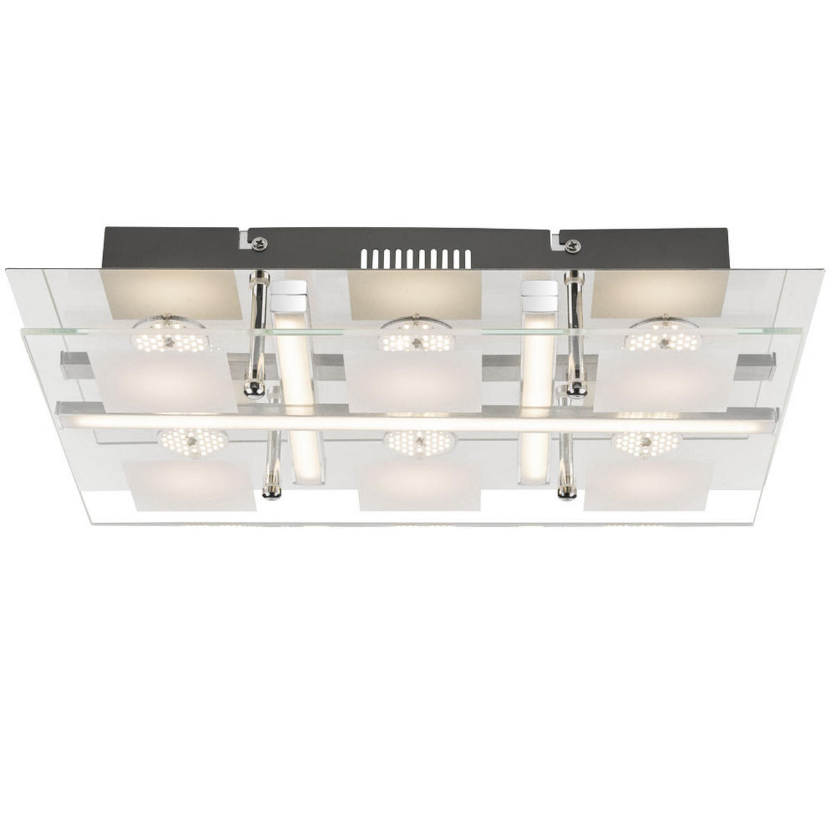 LED DECKENLEUCHTE Metall Weiß - Weiß, Glas (38/24/7cm) - Globo Lighting