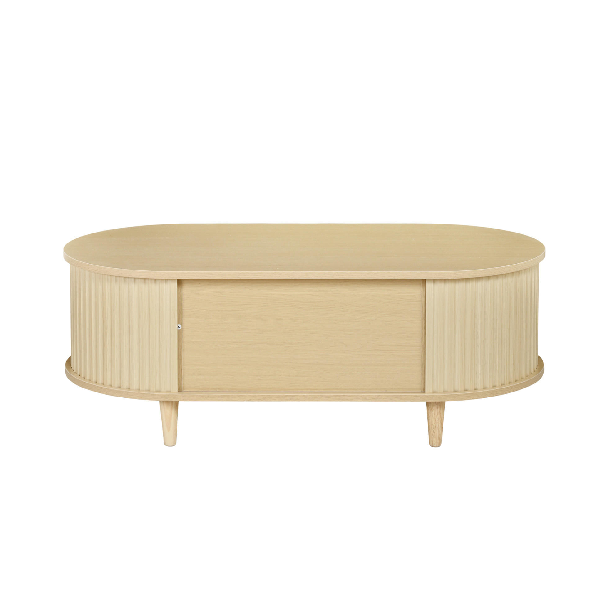 KONFERENČNÍ stolek 100/50/36 cm dubový z MDF s 1 zásuvkou a roletovými dvířky - barva dubu, kompozitní dřevo (100/50/36cm) - OKWISH