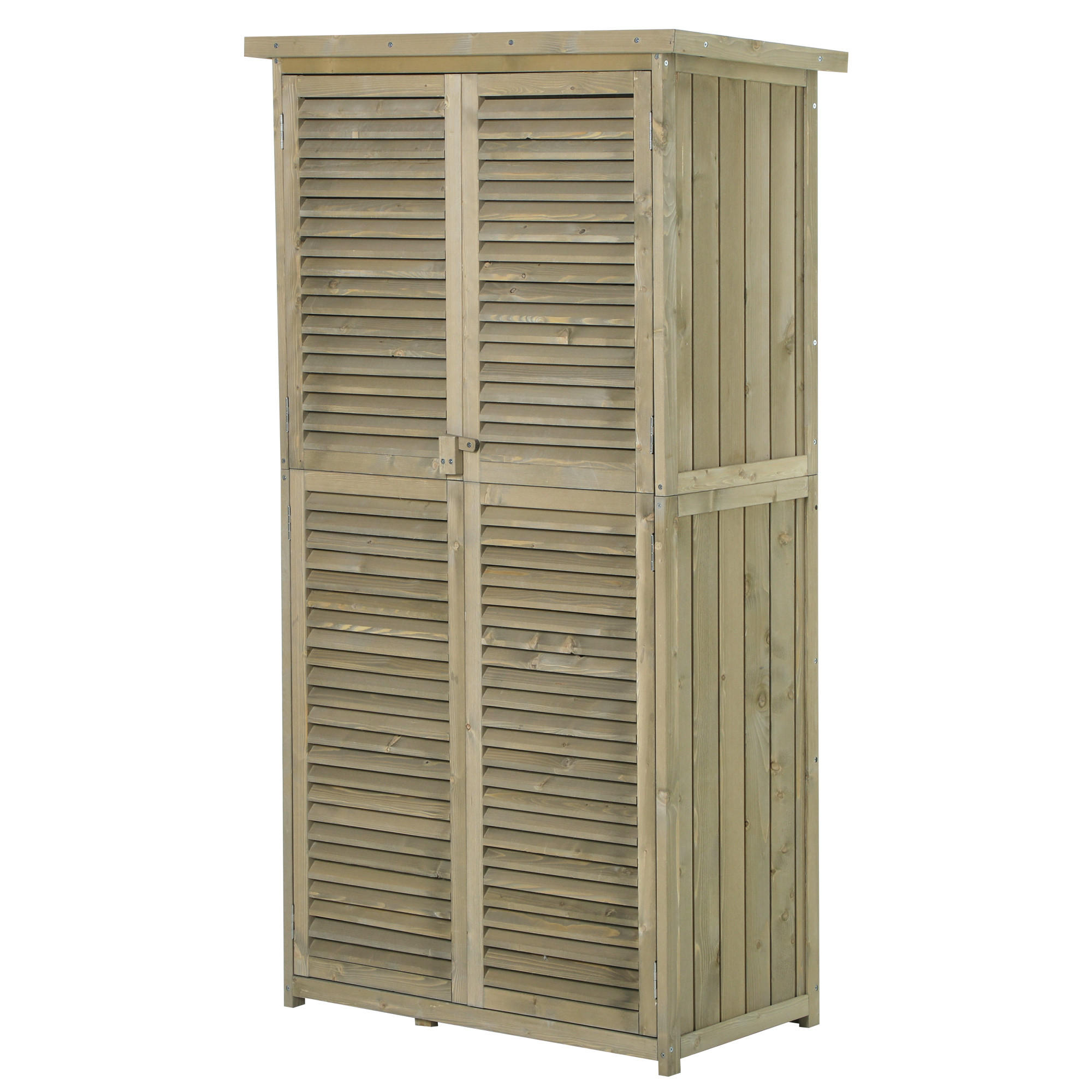 GERÄTESCHUPPEN Gerätehaus Geräteschrank, 4 Fächer, Kiefer, Tannenholz, Grau - Grau, Holz (465/160/87cm) - Outsunny
