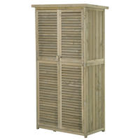 GERÄTESCHUPPEN Gerätehaus Geräteschrank, 4 Fächer, Kiefer, Tannenholz, Grau - Grau, Holz (465/160/87cm) - Outsunny