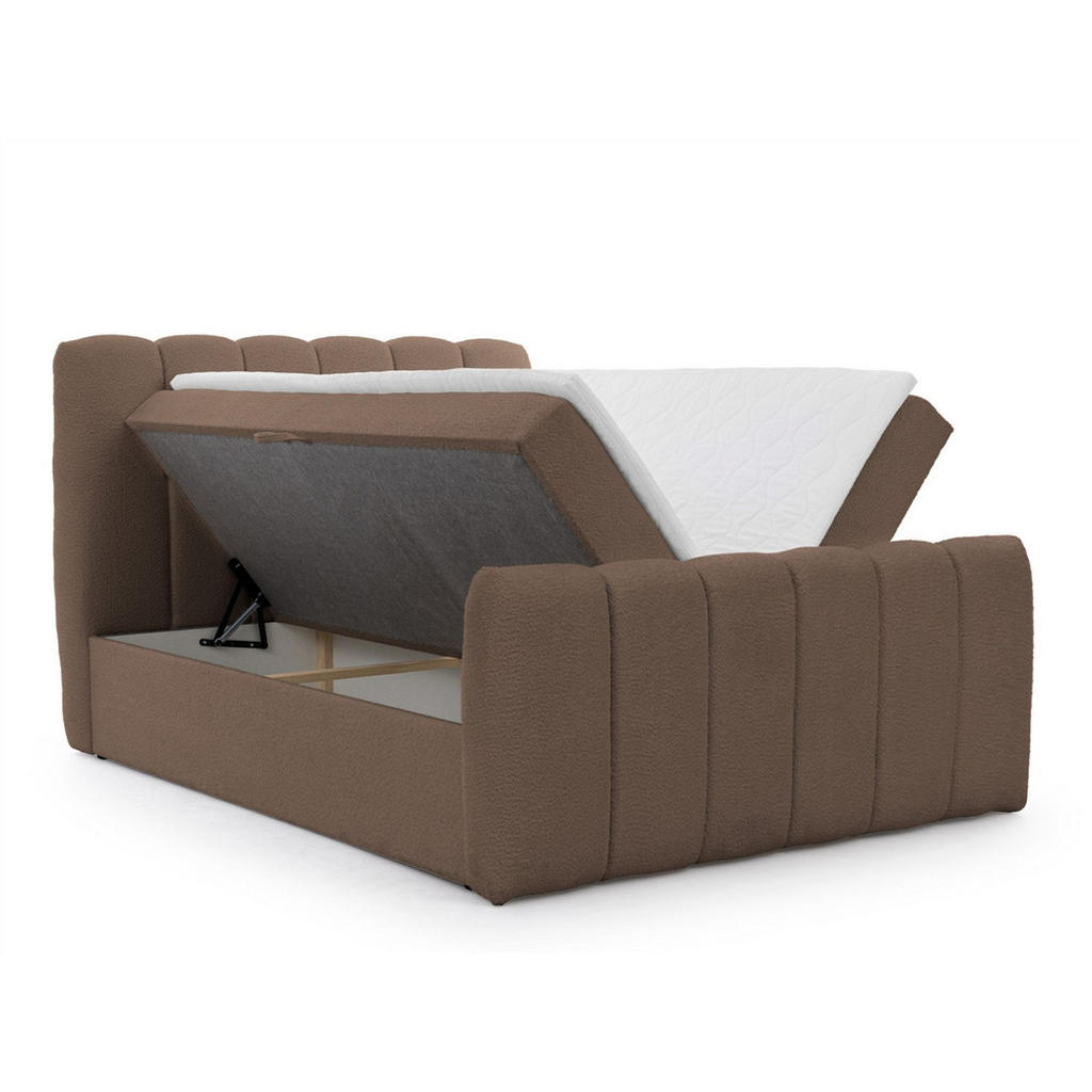 Thumbnail - Fun Möbel Boxbett, Braun, Textil, 140x200 cm, Schlafzimmer, Betten, Boxspringbetten