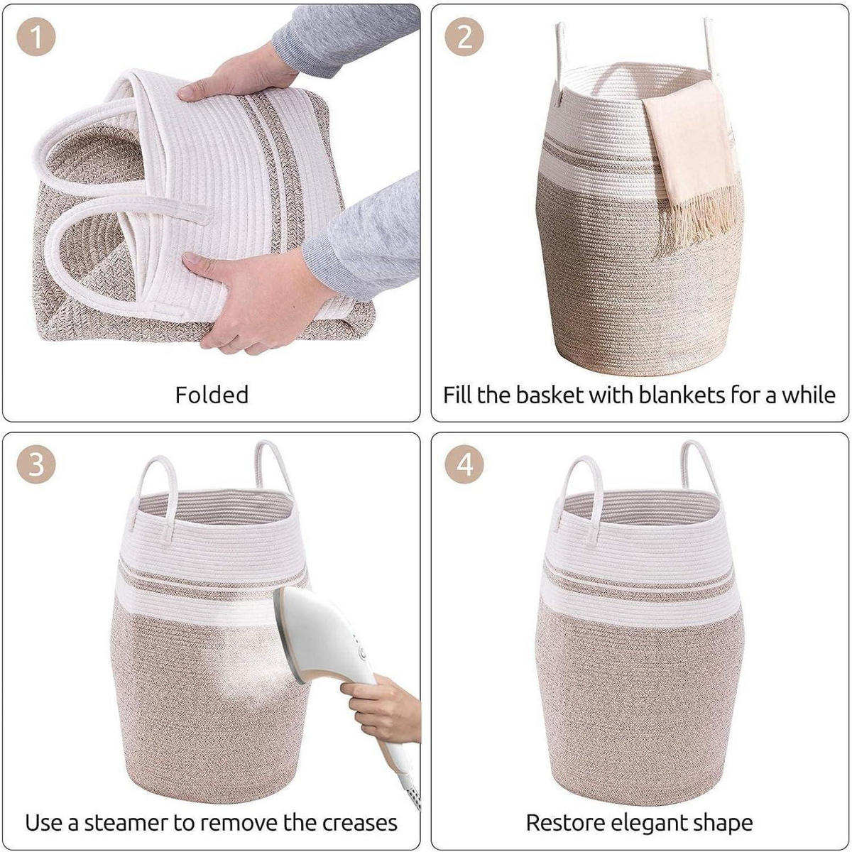 WÄSCHEKORB geflochten Baumwolle Braun Streifen 105L - Multicolor, Textil (38/50/38cm)