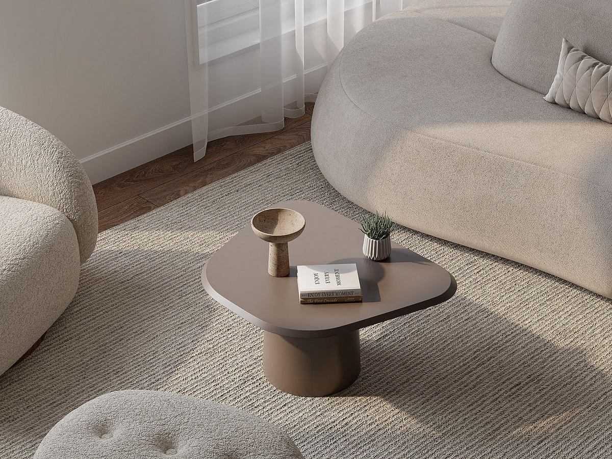 COUCHTISCH - Metall - Taupe - ZINARA - Braun, Metall (56/70/36cm) - Vente-Unique