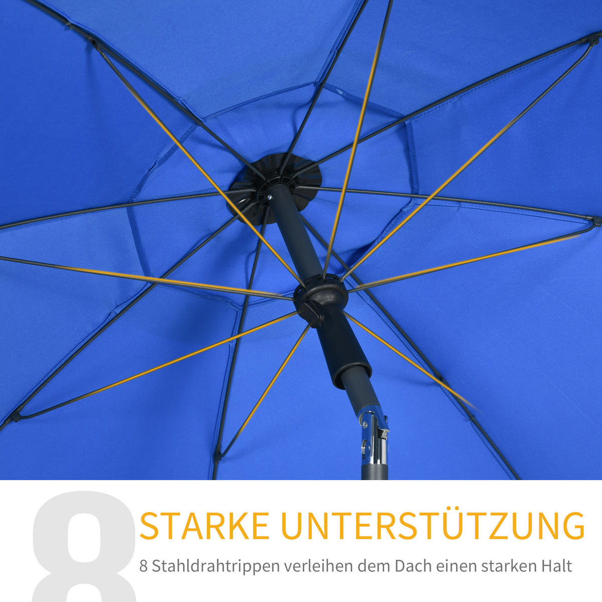 SONNENSCHIRM, Polyester, Stahl, Blau - Blau, Metall (180/180cm) - Outsunny