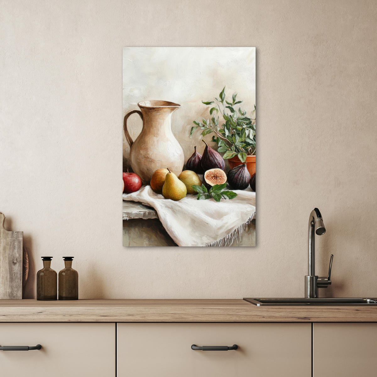 LEINWANDBILD Obst - Kräuter - Ländlich 40x60 cm - Naturfarben, Textil (40/60cm) - MuchoWow