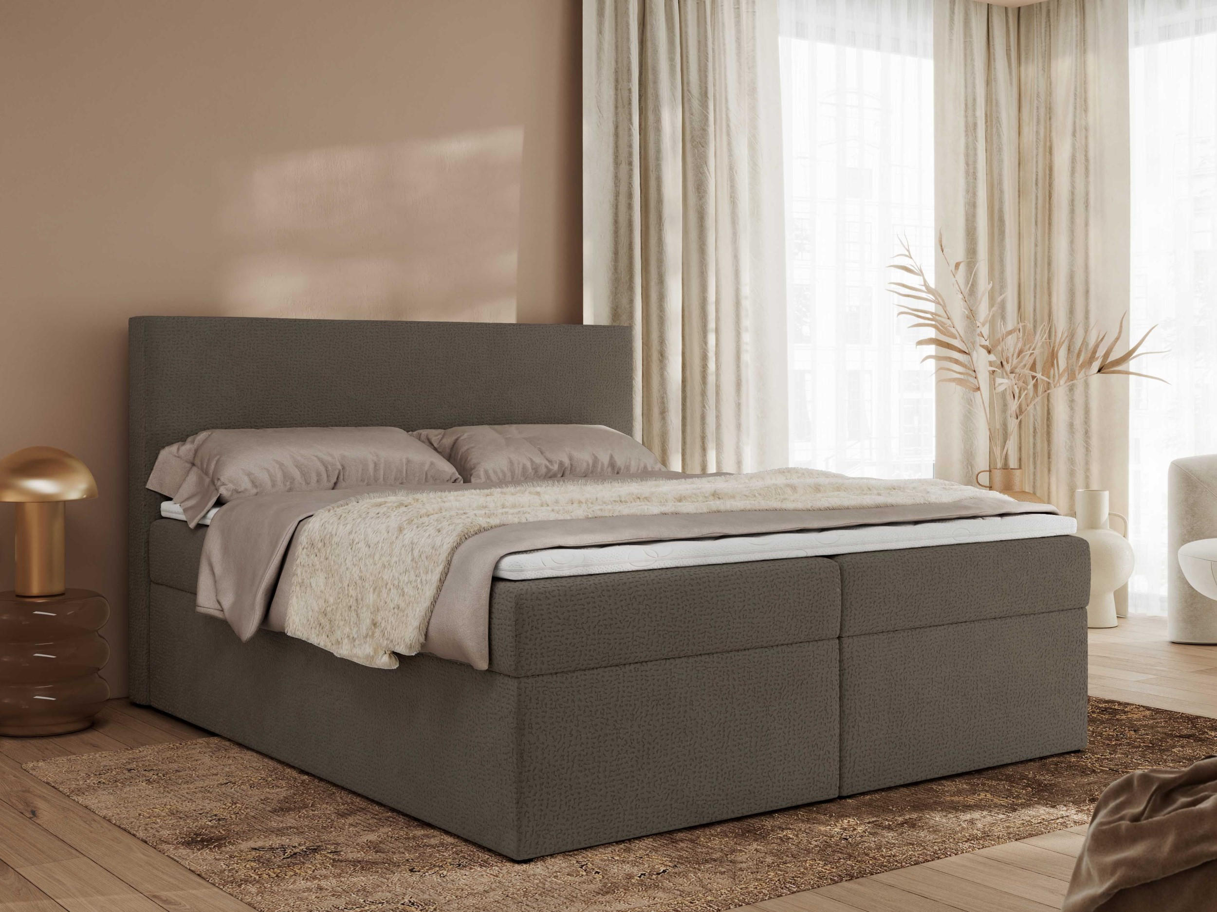 BOXBETT JAGUAR 160/200 - Braun Struktur - H4 - Braun, Holz/Textil (160/200cm) - MKS