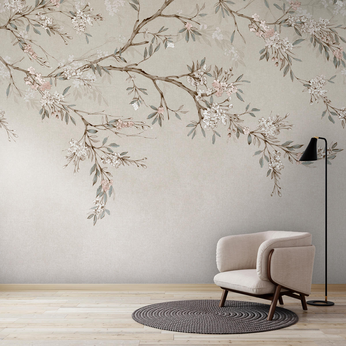 FOTOTAPETE Blossom Trail - Naturfarben, Papier/Kunststoff (280/300cm) - Art for the Home