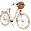 CITY-FAHRRAD Milord mit Weidenkorb, 28 Zoll, Creme-Braun, 3-Gang - Creme/Braun, Metall (46cm) - Milordbikes