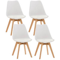 STUHL 4er Set Kunststoff weiß - Eukalyptusholzfarben/Weiß, Holz/Kunststoff (49/83/50cm) - CLP