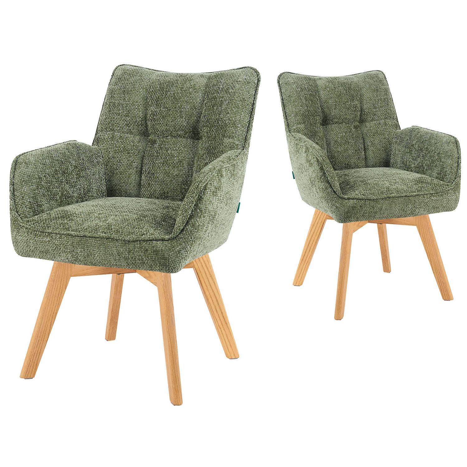 DREHSTUHL Mika-Ella - Honigeiche/Grün, Eichenholz/Holz (59/84/66cm) - DUBI Möbel