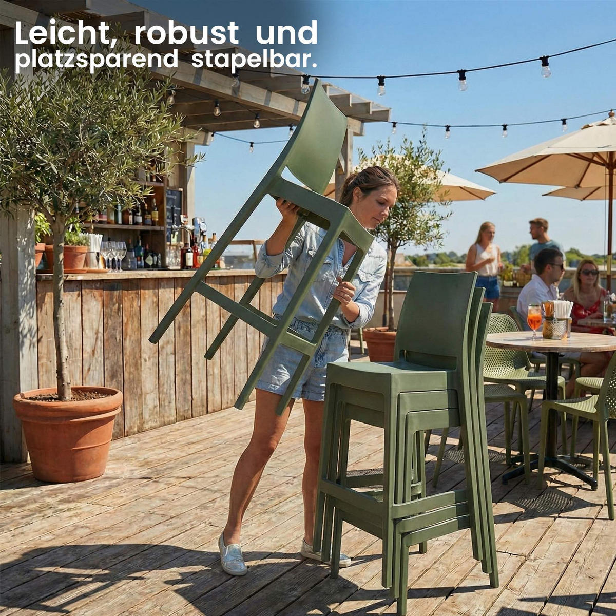 BARHOCKER Kunststoff Oliv - Olivgrün, Kunststoff (41/106/52cm) - CLP