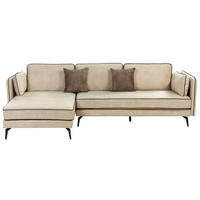 3-SITZER-ECKSOFA Samtstoff Beige Altan - Beige, Textil (268/157cm) - Beliani