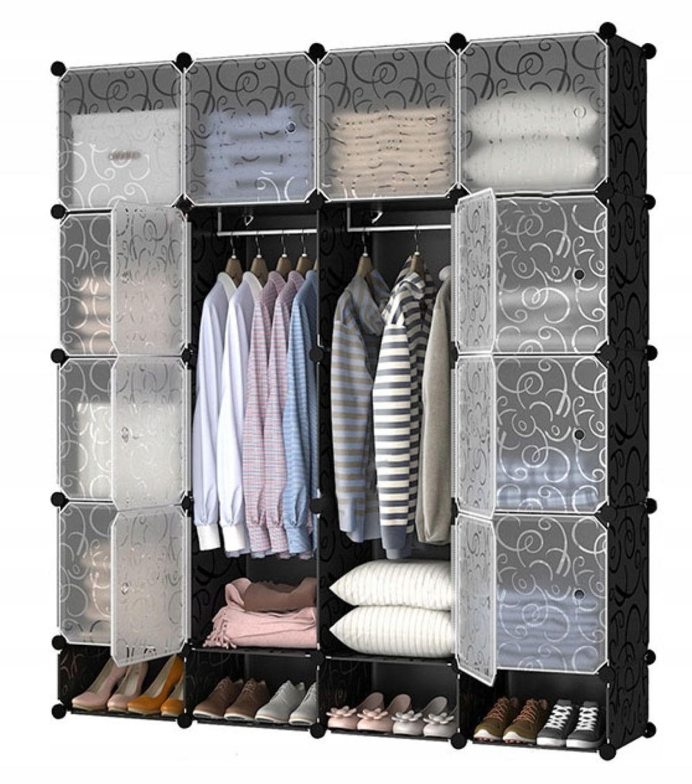 MODULARER KLEIDERSCHRANK 25 Kisten Box - Schwarz, Kunststoff (147/165/36cm) - MUVU