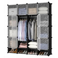 MODULARER KLEIDERSCHRANK 25 Kisten Box - Schwarz, Kunststoff (147/165/36cm) - MUVU