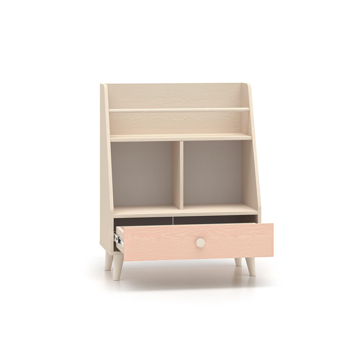 KNIHOVNA Alycia Béžová - Korálově růžová - Efekt dřeva - růžová, dřevo (72/90/36cm) - Petits-meubles